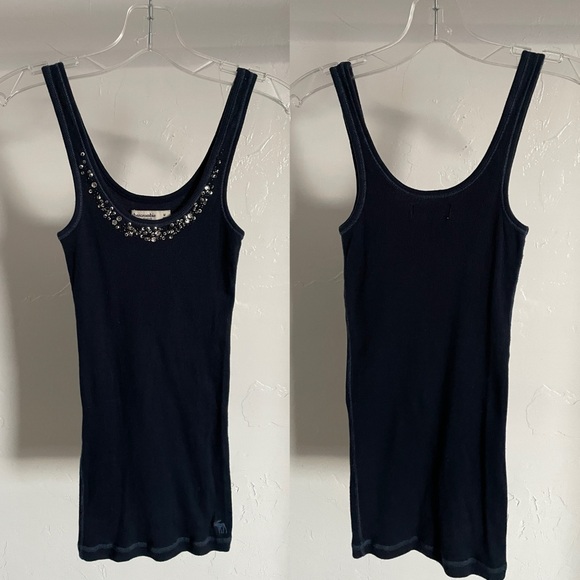 ABERCROMBIE Kids VINTAGE Y2K A&F Cute Stretch BEADED TANK TOP Size Medium - Picture 8 of 9